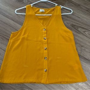 Paper Crane Mustard Yellow Buttoned Tank Top; Small